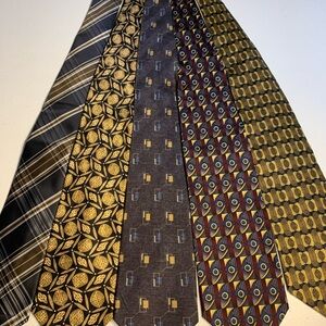 Alexander Julian and Louis Roth Men's Tie Set - Black, Gold, Brown Patterns